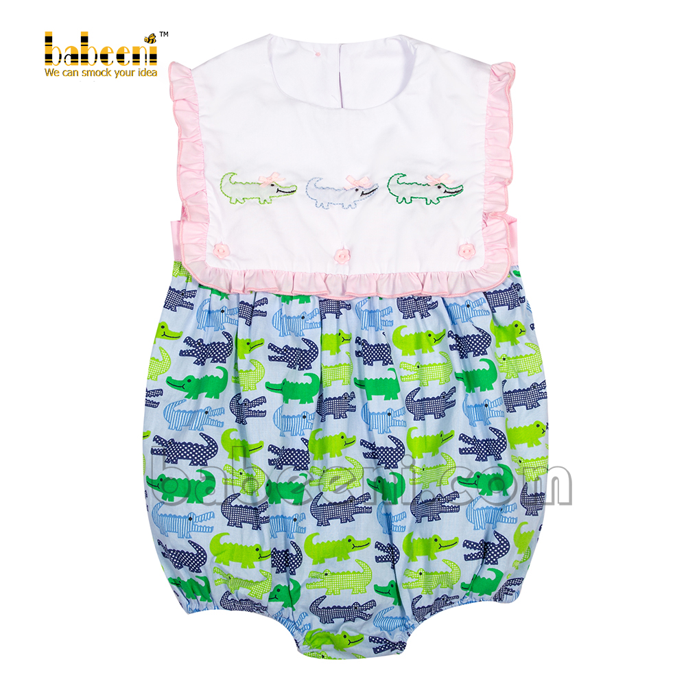 Embroidery crocodile girl bubble with cute ruffle- DR 3117